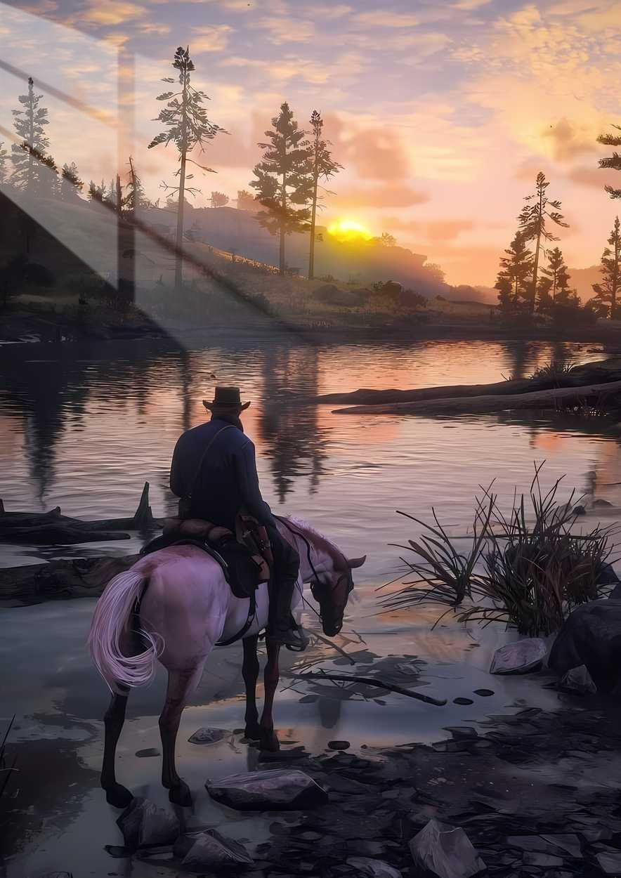 Arthur's Sunset Ride - Impressionistic - Purple