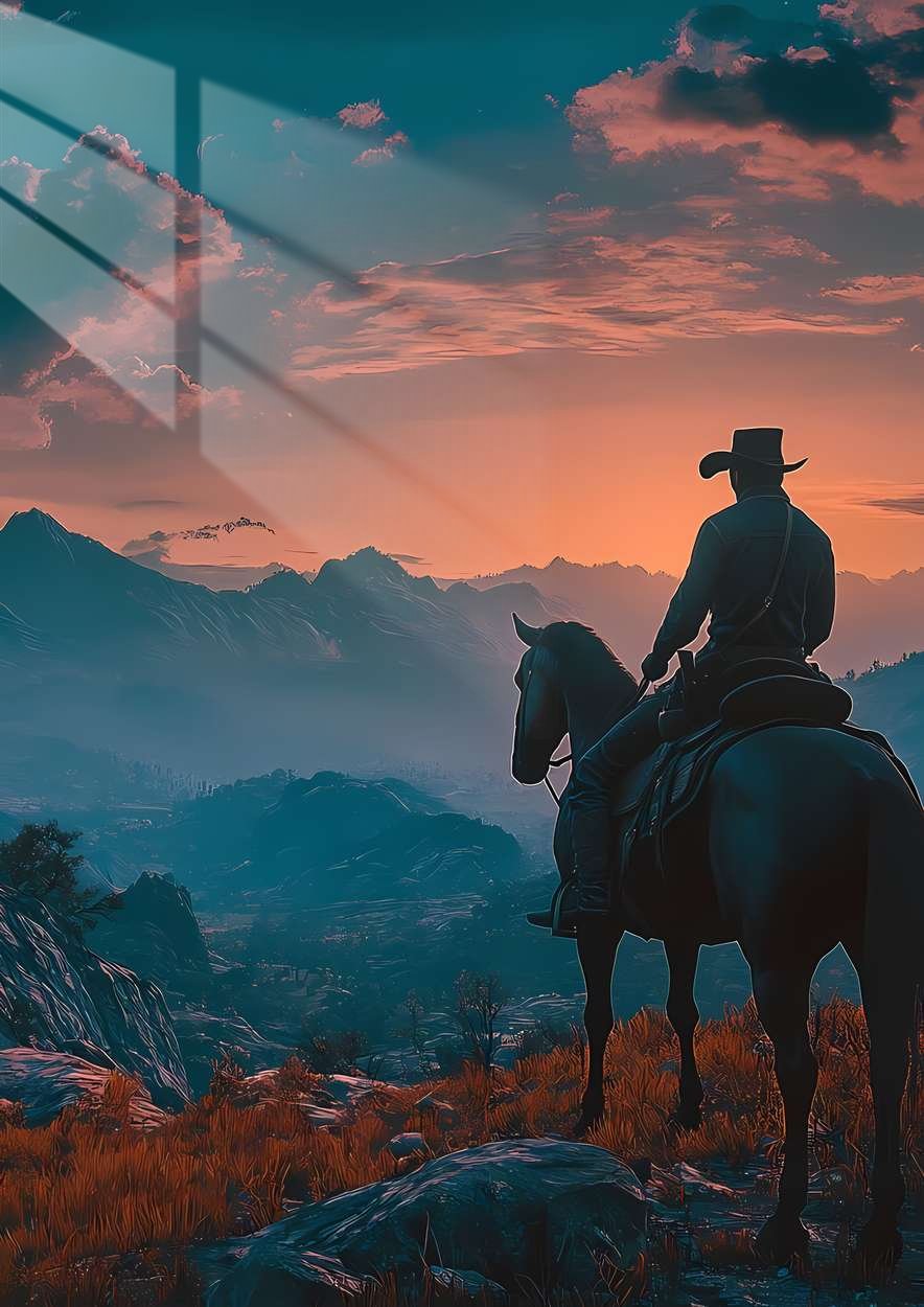 Arthur's Sunset Ride - Painterly - Teal & Orange