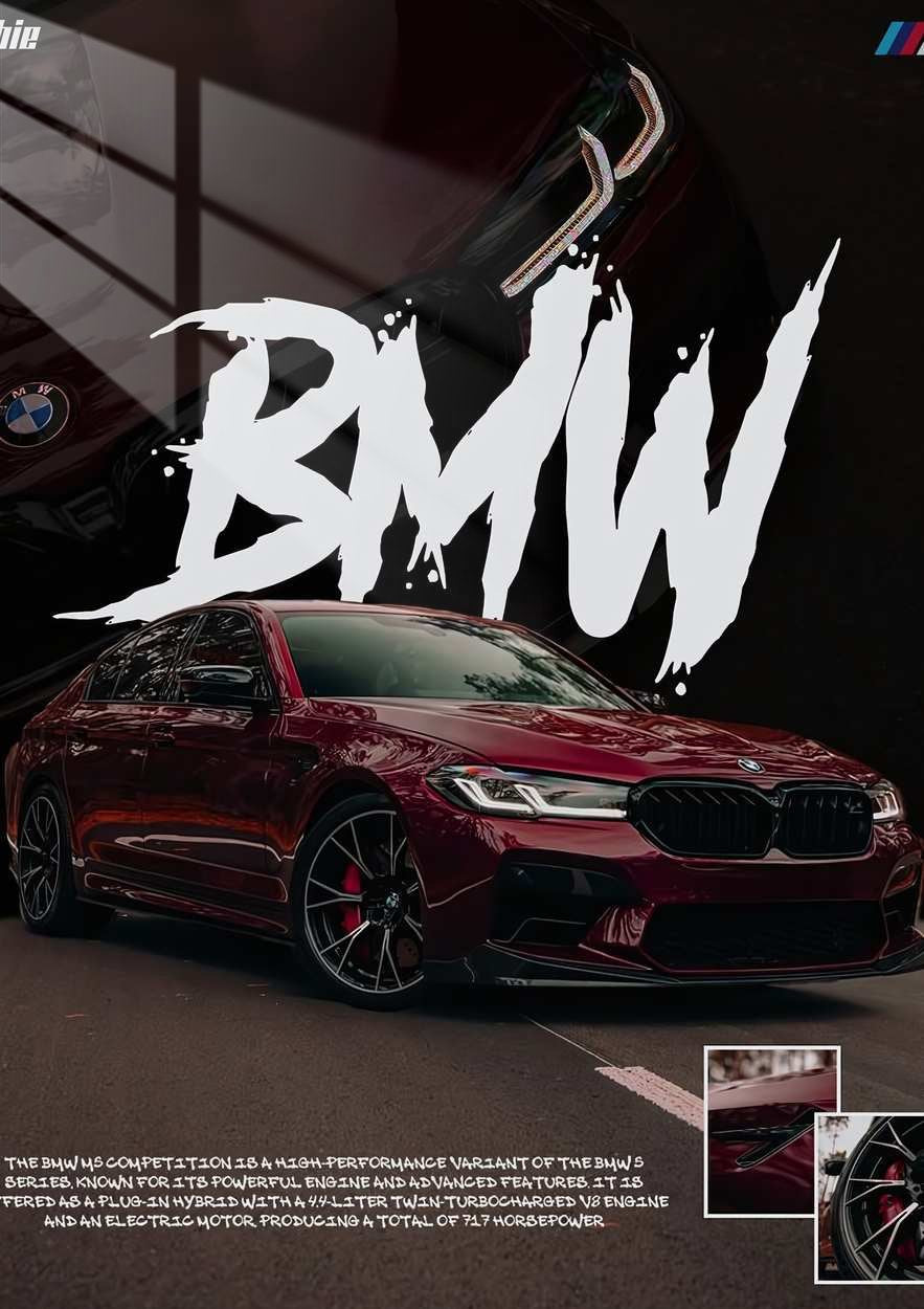 BMW M5 CS - Side Profile - Burgundy