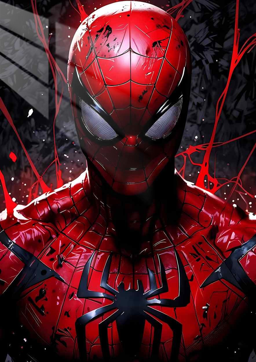 Crimson Spider - Splashed Ink - Red