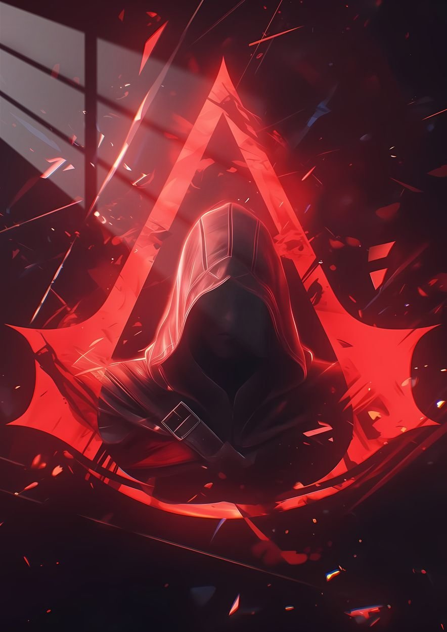 Hooded Figure - Crimson Burst - Red