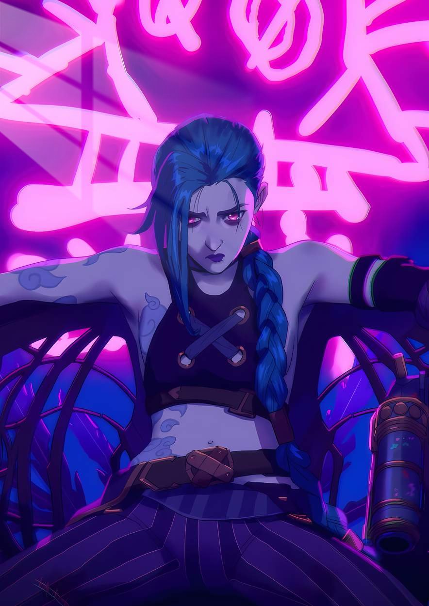 Jinx Under Neon - Cyberpunk - Purple, Pink