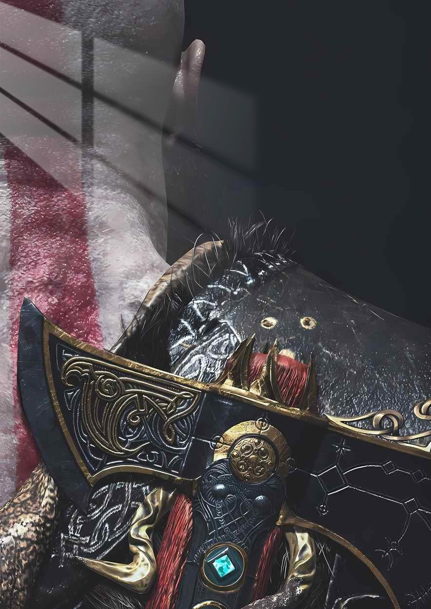 Kratos' Leviathan Axe - Norse Detail - Dark Gold