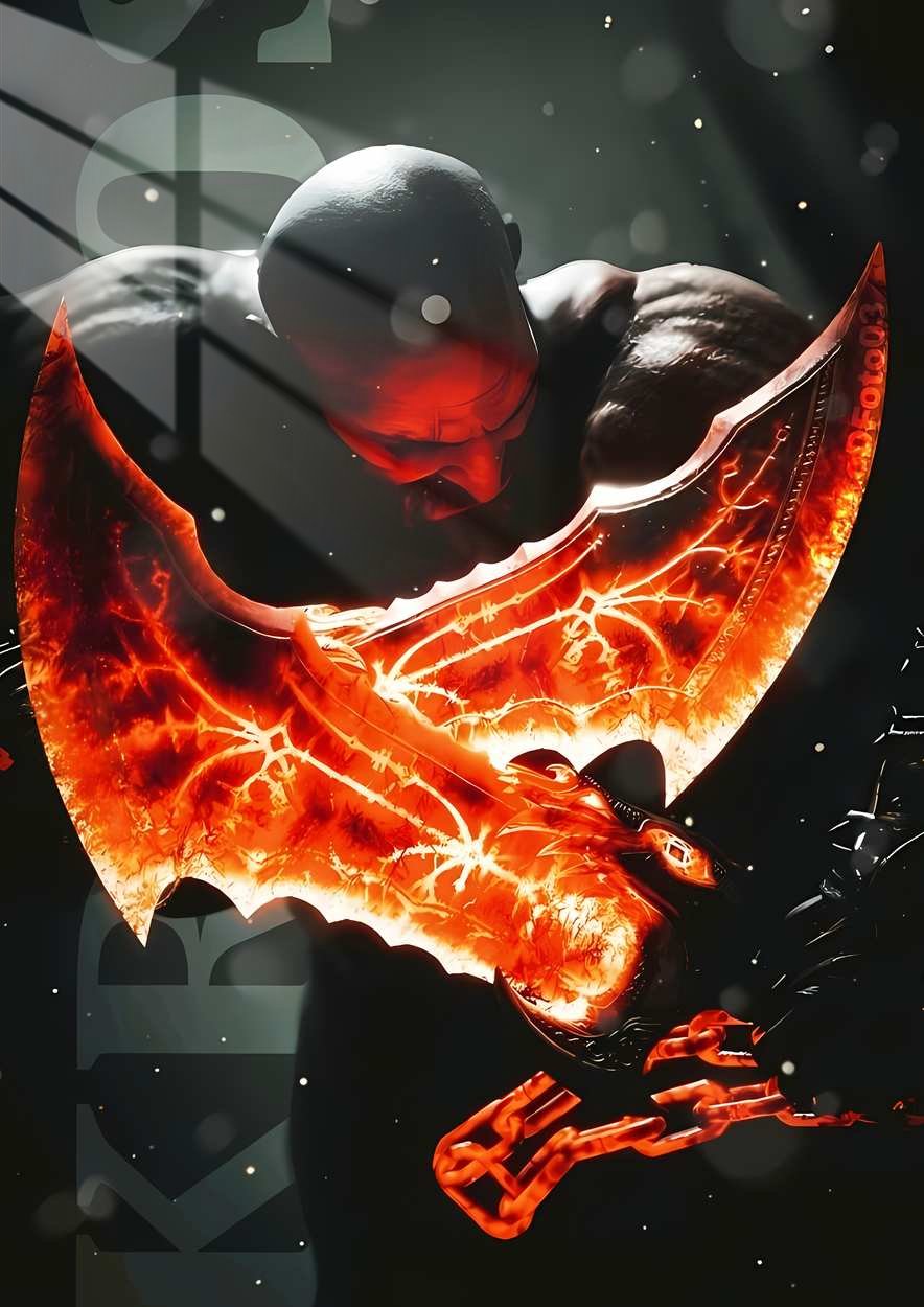 Kratos's Leviathan Axe - Fiery Grip - Orange