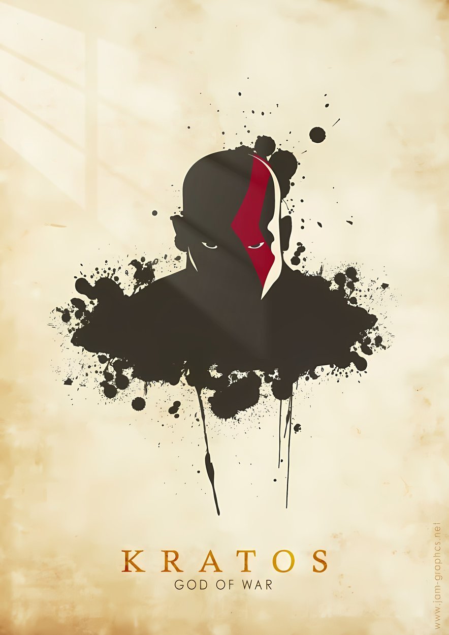 Kratos's Silhouette - Ink Blot - Sepia
