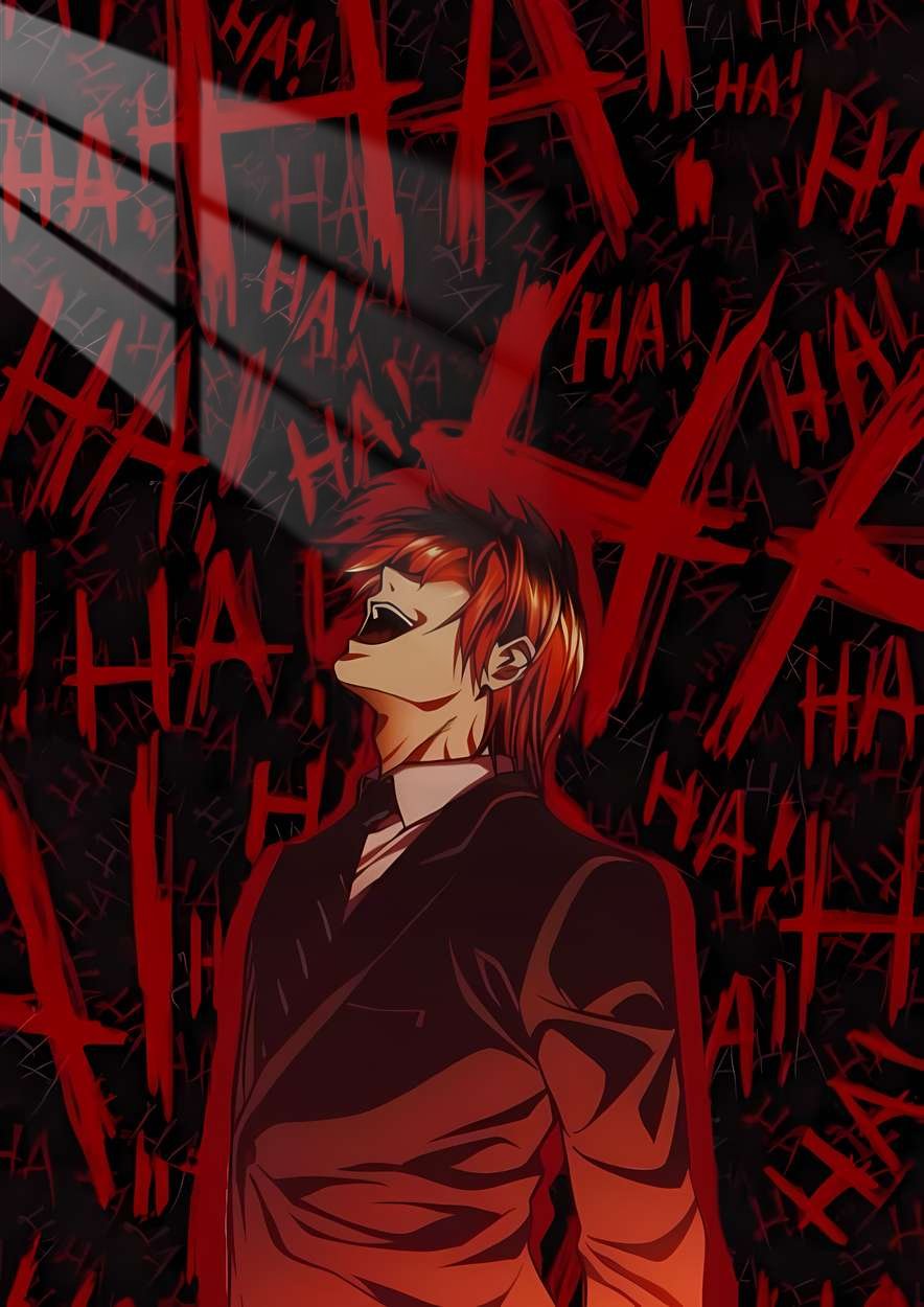 Light Yagami's Laughter - Red Scribbles - Red