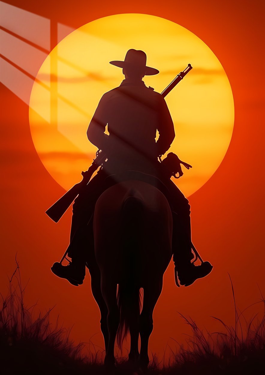 Lone Rider - Silhouette - Crimson