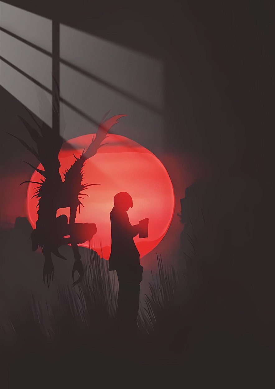 Ryuk and Light - Silhouette - Red