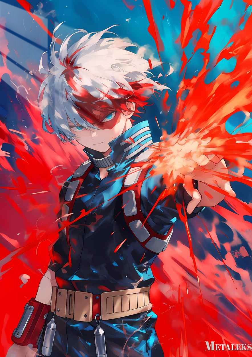 Shoto Todoroki - Fiery Explosion - Red, Blue