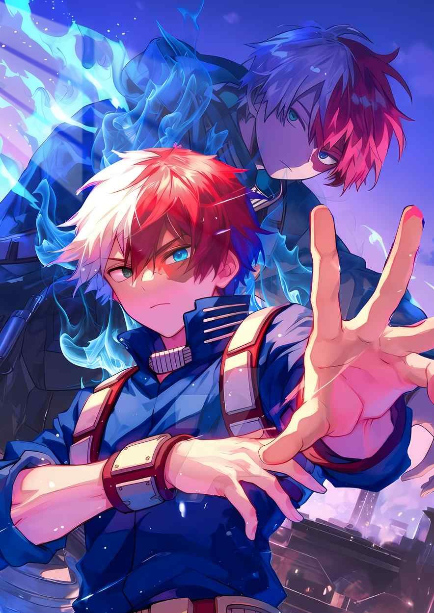 Shoto Todoroki - Flames - Blue & Red