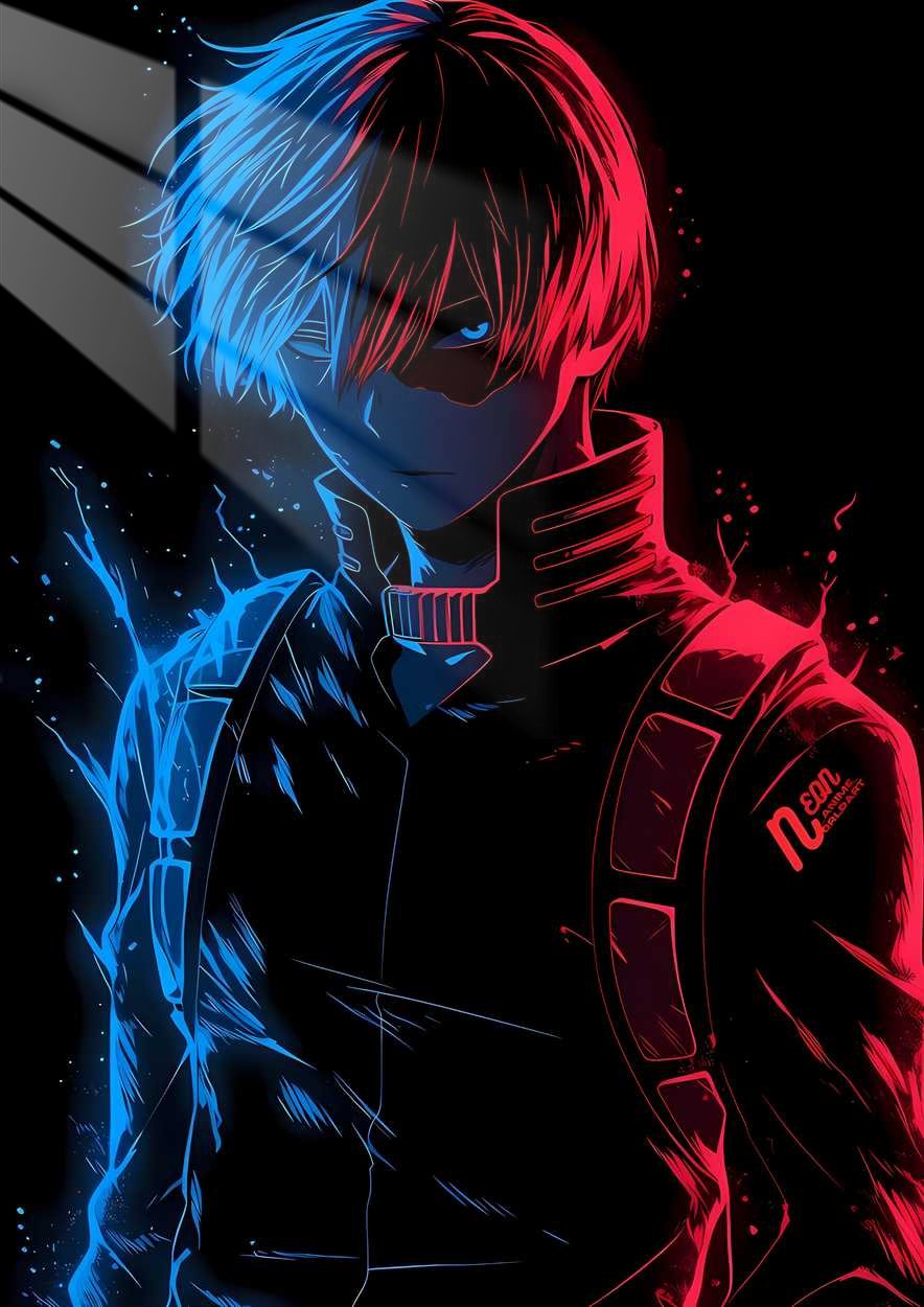Shoto Todoroki - Neon - Red & Blue