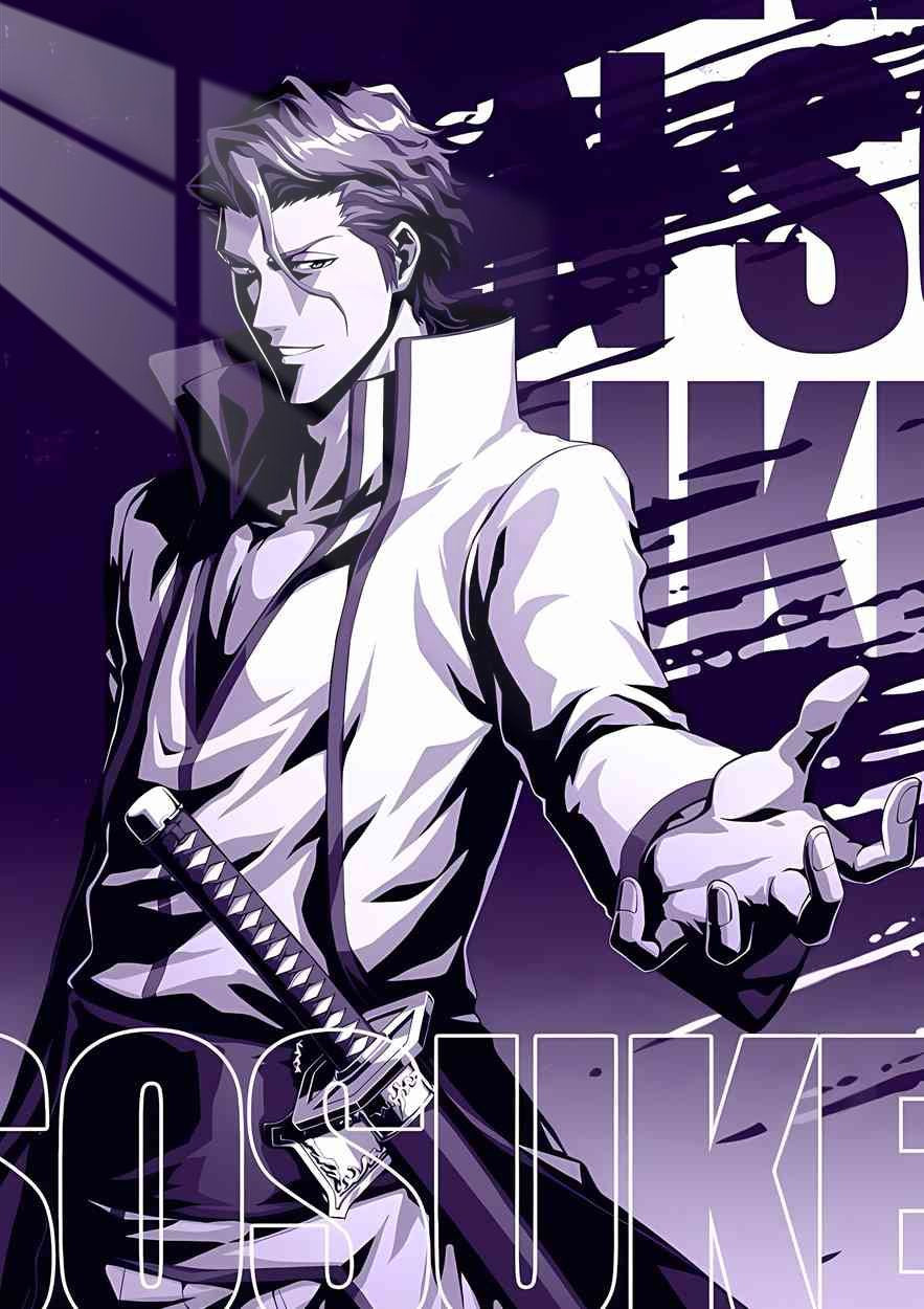 Sosuke Aizen - Brushstrokes - Purple