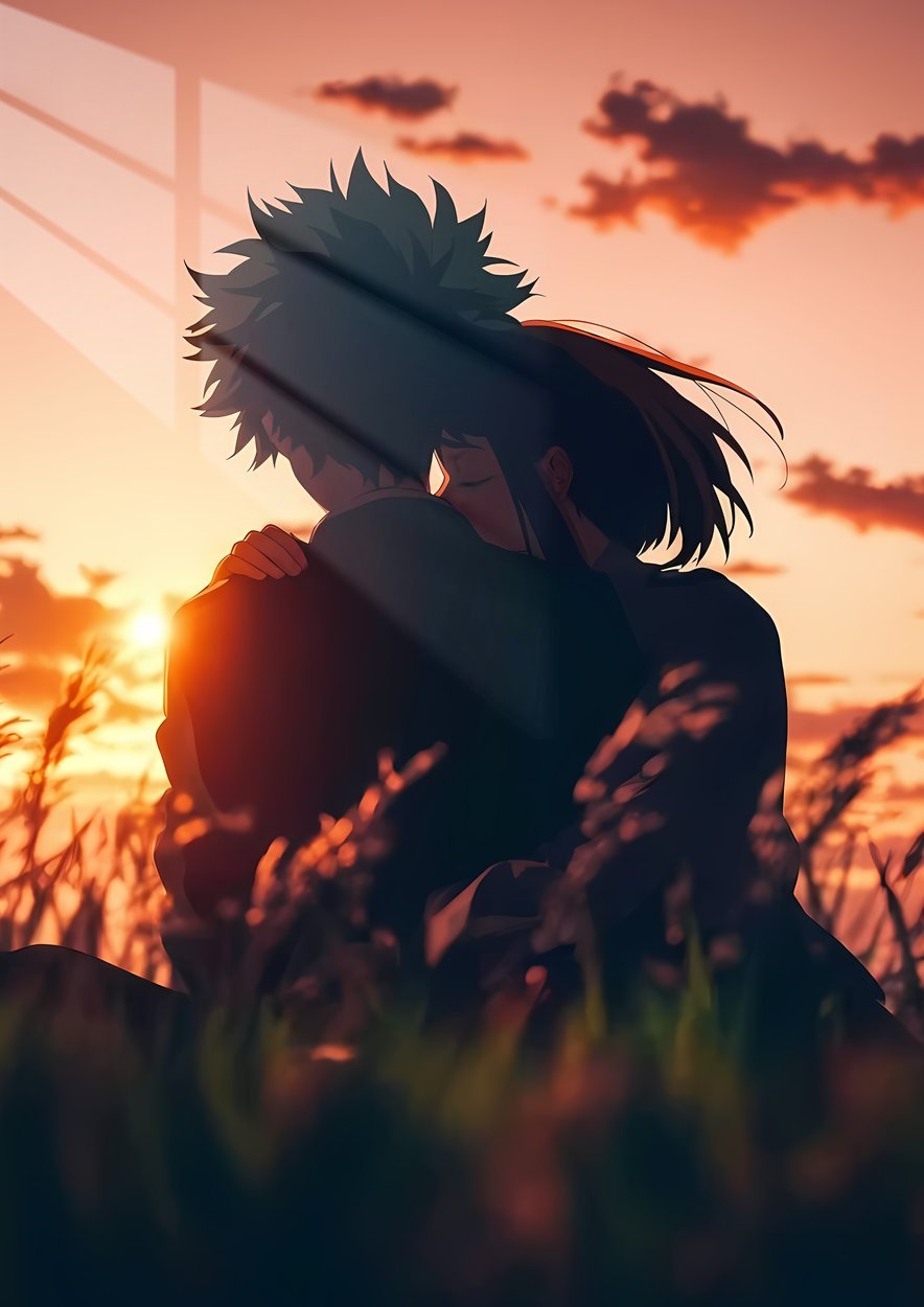 Sunset Embrace - Silhouette - Orange