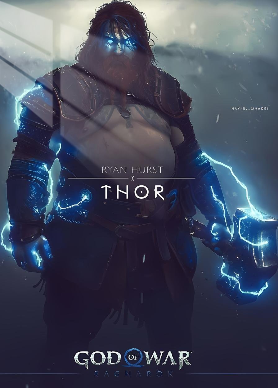 Thor with Mjolnir - Electric Storm - Blue
