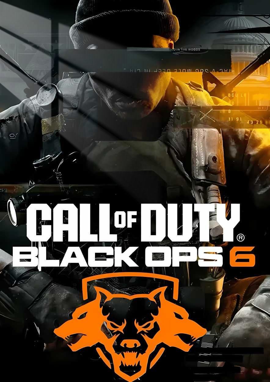 Three-Headed Wolf - Grunge Grit - Orange & Black