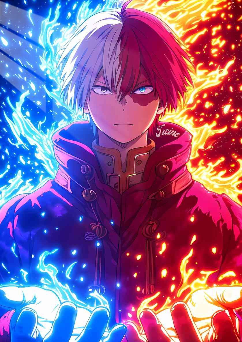 Todoroki - Flames - Red & Blue
