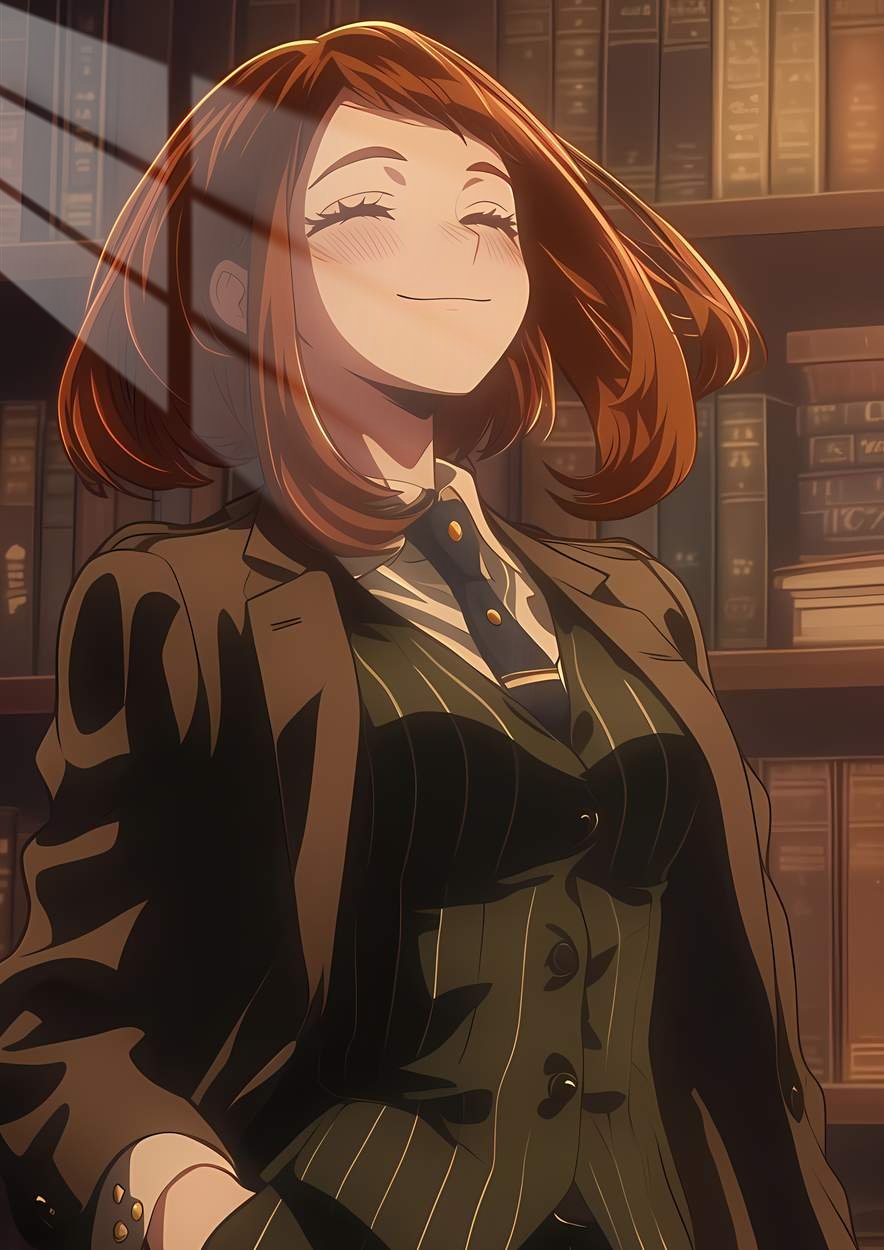 Uraraka - Pinstripe Suit - Brown