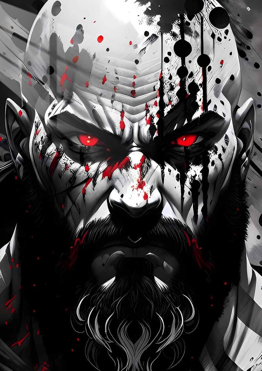 Wrathful Gaze - Abstract Splashes - Red & Grey