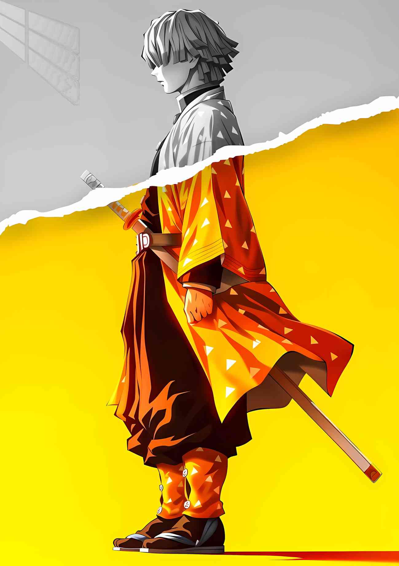 Zenitsu - Ripped Paper - Yellow